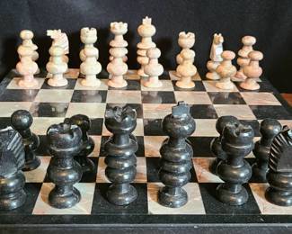 Marble Chess Board and Pieces from Mexico