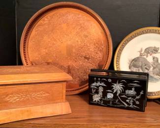 Copper, Mother of Pearl, Hand Carved Wood More