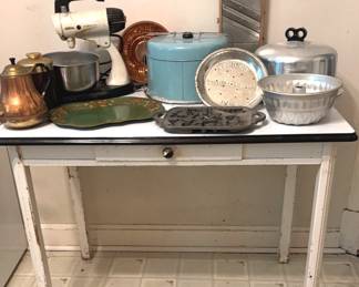 Vintage Table Aluminum and Metal Vintage Kitchen Pieces