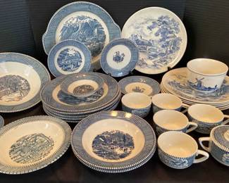 Blue and White Currier Ives, Wedgwood, Delft China, Unknown