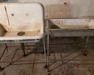 Vintage Cast Iron Enamel Sinks, Metal Cupboard, Metal Cabinet