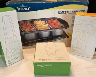 Real Appeal Blender, Food Scale, Extras and Rival Buffet Server Accessories . All New