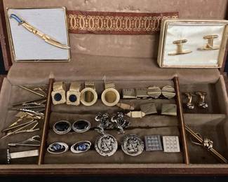 Mens Collection of Cuff Links, Tie Clips with Box