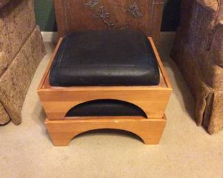 Levenger Leather & Wood stacking stools