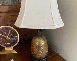 Small solid brass pine apple lamp