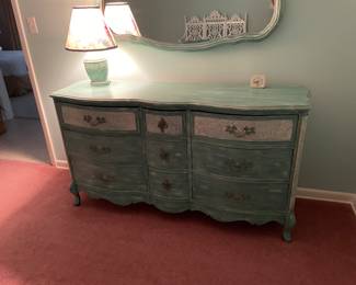 Faux painted dresser with mirror