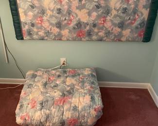 Fabric headboard with matching quilt