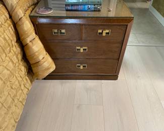 Beautiful campaign style bedroom suite by Thomasville.  Buy the whole set of a single piece.  Two side chests