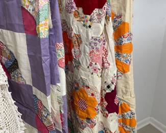 Three hand-pieced quilt “toppers”