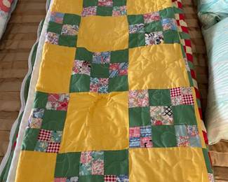 Hand- pieced quilt, machine quilted