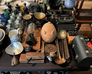 Antique and collectable smalls, typewriter, Arcade crystal coffee grinder