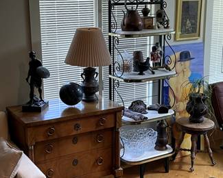 Baker empire style chest, bakers rack