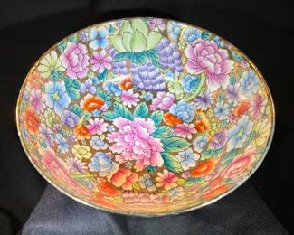 Large Japanese Porcelain Floral Bowls