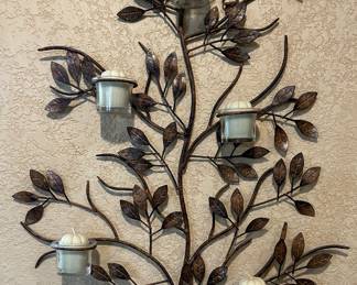 Metal Wall Art with Votive Candle Holders