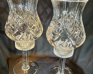 Cut Glass Hurricane Candle Holders