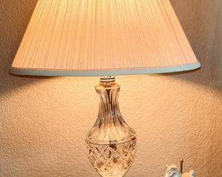 Two Cut Glass and Brass Table Lamps