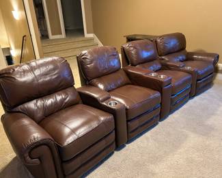 Leather Four Recliner Theater Seating