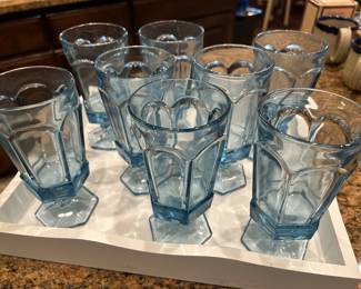 Vintage Fostoria Virginia Light Blue Stemmed Iced Tea Glasses