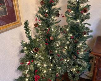 Pre-lit Christmas Trees in Urns
