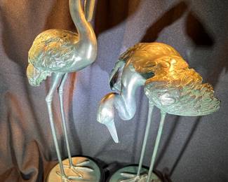 Pair of Extra Large Brass Cranes