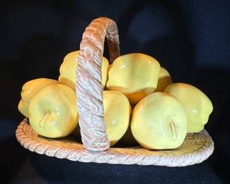 Handmade Ceramic Basket with Yellow Apples
