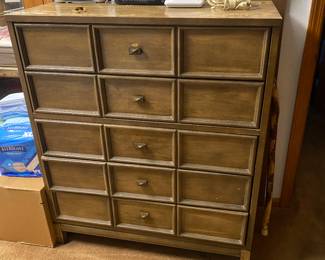 dresser, alarm clocks, Amway massager, weather radio