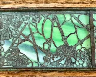 Louis Comfort Tiffany(  LCT) Slag Glass and Bronze Grapevine Favorite Pen Tray 