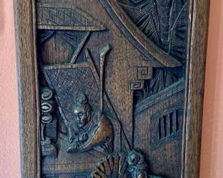 2 of 2 Chinese Carved Wood Panels