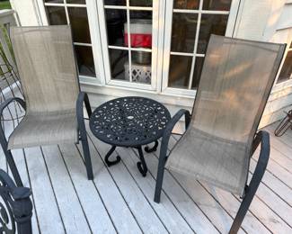 Set of 4 Sling Chairs. Round Side Table has Sold