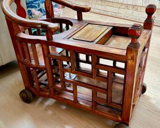 Vintage Chinese Childs Seat on Wheels