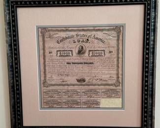 Confederate States of America $1000 Loan Certificate
