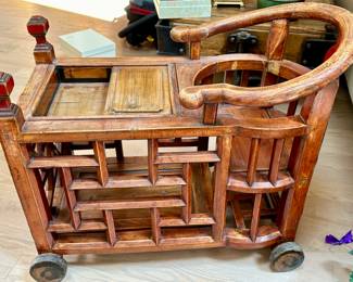 Vintage Chinese Childs Seat on Wheels