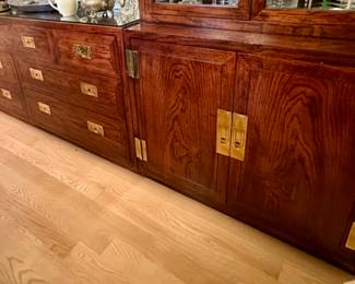 Henredon Dining Room Wall.  Includes 2 Large Display and Storage Towers and matching Buffet and Bridge w/ Mirror 