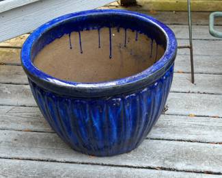 Blue Glazed Planter