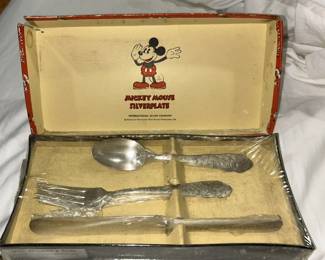 Vintage Mickey Mouse silverplate kids utensil set