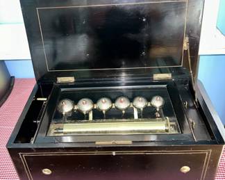 Another view of antique cylinder music box