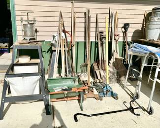 Yard & garden tools & equipment, floor jacks, etc.