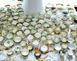 Collection of antique porcelain open salts, Noritake, Nippon, England, Luster ware, etc., SOME SOLD