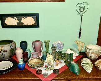 Art pottery including Roseville, Rookwood, Weller, Ban Briggle, Camark, Niloak, McCoy, etc., SOME SOLD