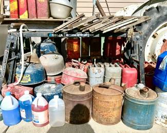 Many vintage gas cans
