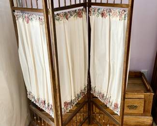 Antique 3-part wooden screen 
