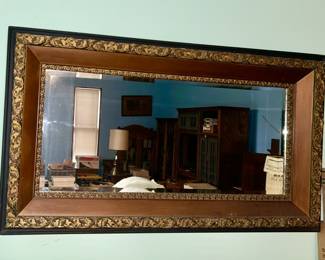 Large antique wall mirror, gold highlights