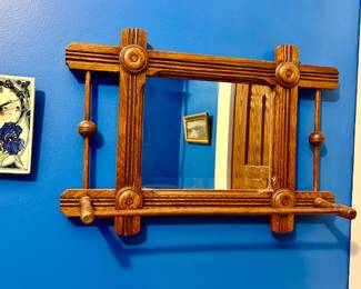 Antique Wall mirror/towel holder