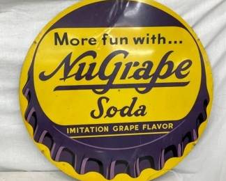 36" 1958 SST NUGRAPE SODA CAP SIGN