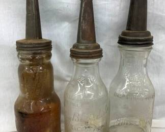 EARLY GLASS OIL BOTTLES