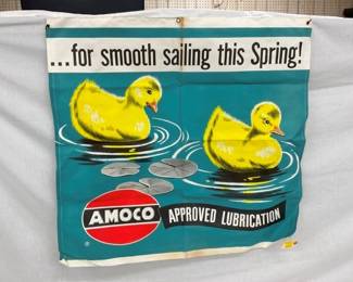 OLD STOCK AMOCO WINDOW BANNER