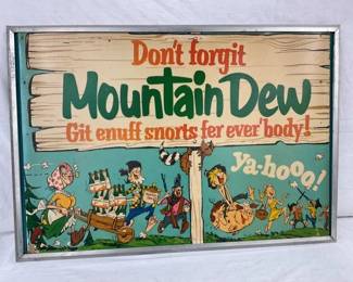 EARLY CB MT. DEW SIGN W/ FRAME