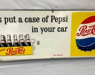 SIDE 2 VIEW PEPSI COLA SIGN W/ FRAME