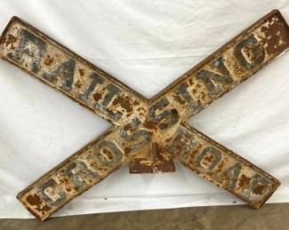 EMB. EARLY RR CROSSING CAST SIGN