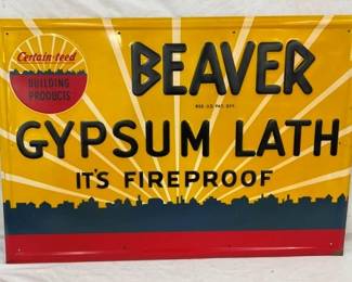 NICE SST EMB. BEAVER GYPSUM LATH SIGN